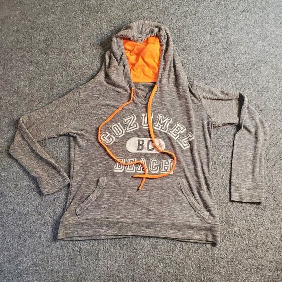 Cozumel Beach Hoodie Light Weight Sweatshirt  Women's Size Medium  Gray Pullover - Picture 1 of 10